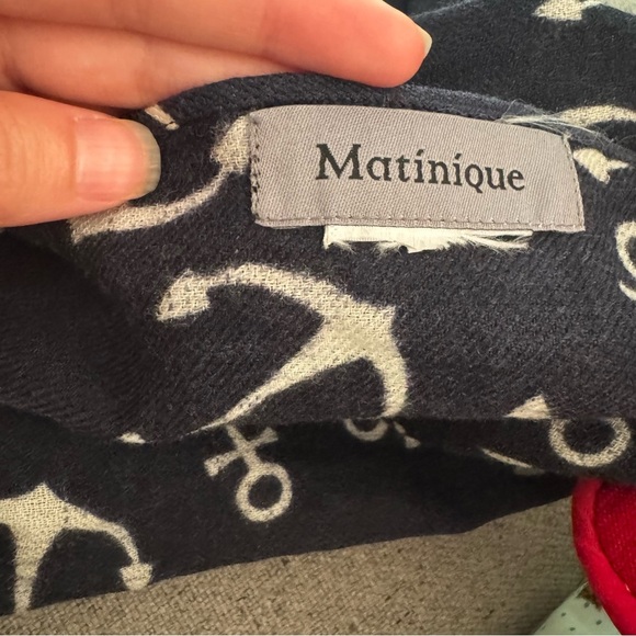 Matinique Navy Blue Anchor Print Scarf - Nautical Style Accessory - Picture 5 of 9